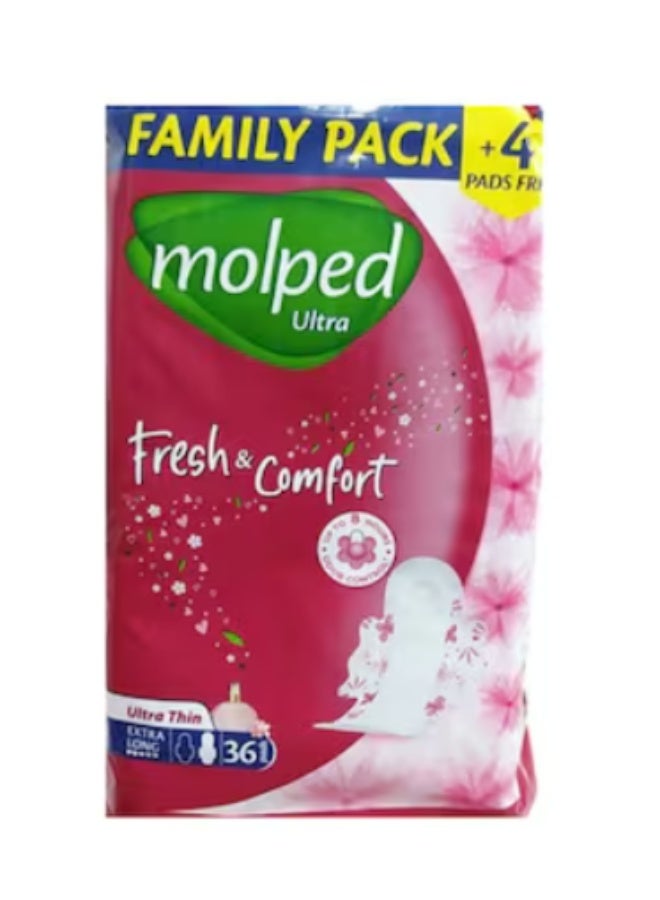 Molped Ultra Comfort & Fresh Sanitary Pads - Extra Long - 36 Pads